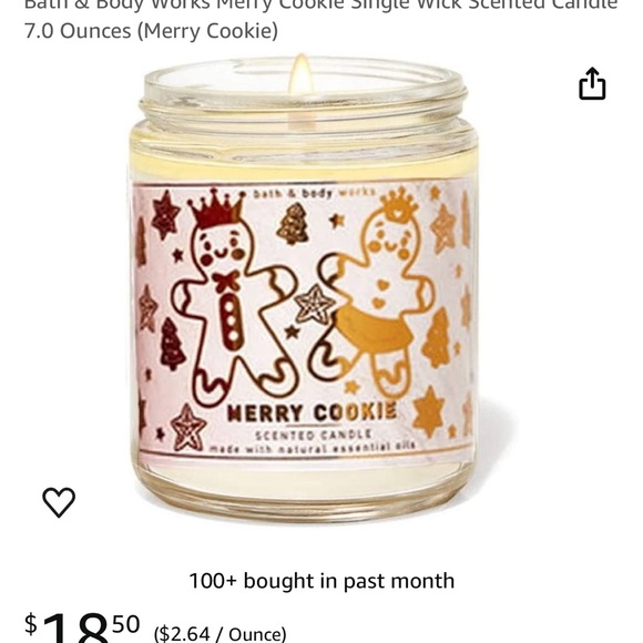 NWT Bath & Body Works Merry Cookie Single Wick Candle 40 hour burn time - Picture 8 of 11